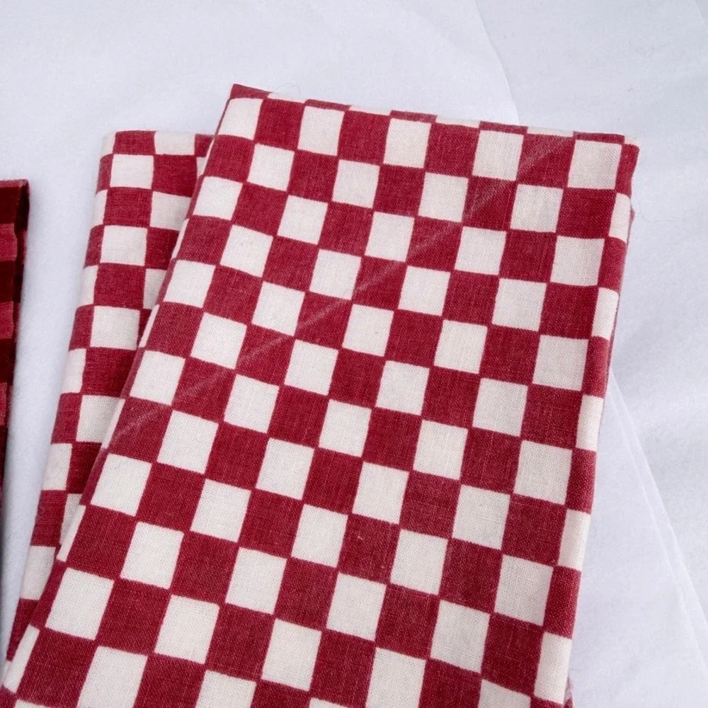 Surface Place Cloth Napkins Red White Checkered Gingham 1992 Dining Set VTG